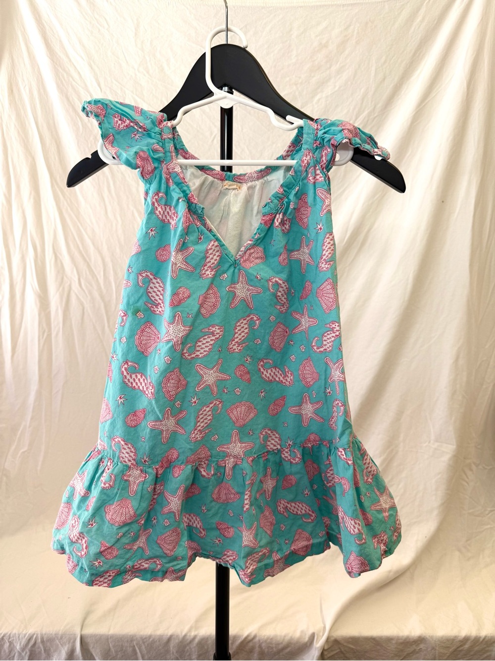 Mimi & Maggie Turquoise Dress with Pink Shell Print